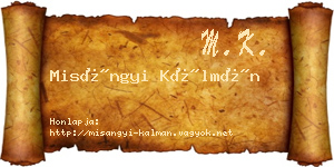 Misángyi Kálmán névjegykártya